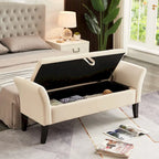 Bed Storage Bench with Curved Arms and Solid Wooden Legs