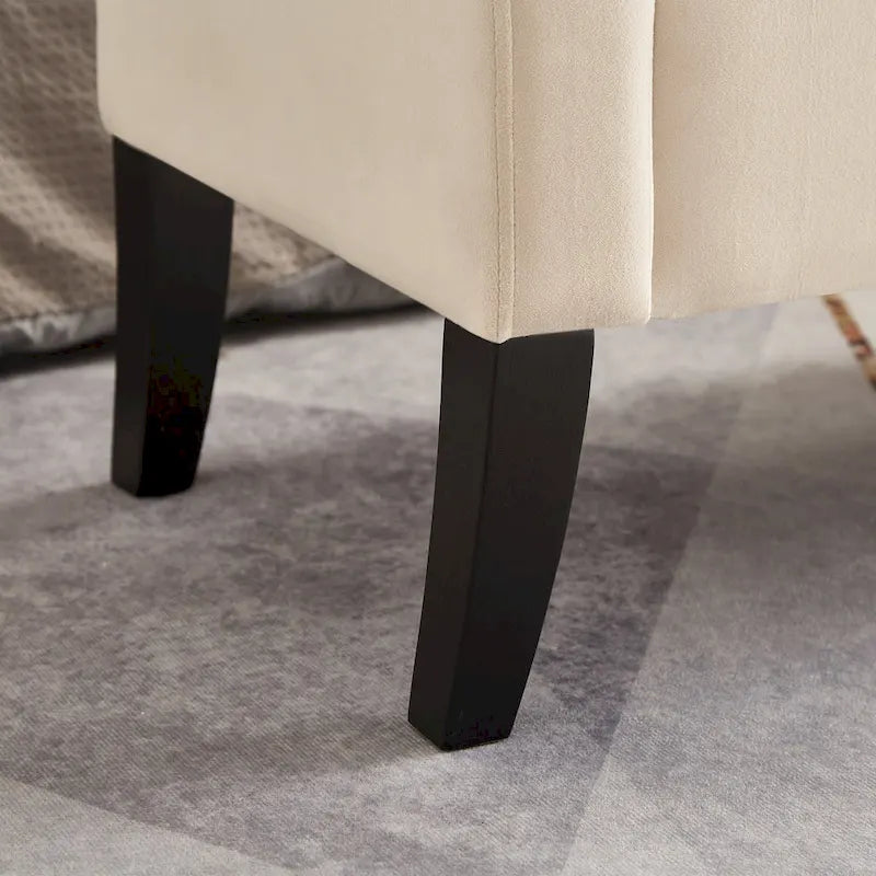 Bed Storage Bench with Curved Arms and Solid Wooden Legs