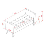 Bed Storage Bench with Curved Arms and Solid Wooden Legs