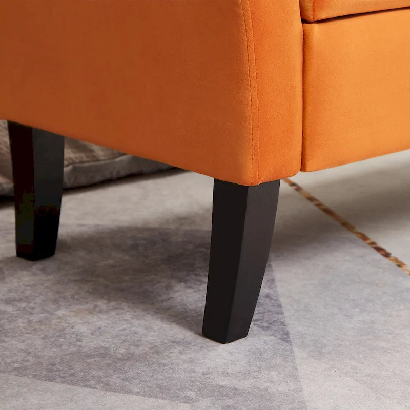 Bed Storage Bench with Curved Arms and Solid Wooden Legs