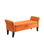 Bed Storage Bench with Curved Arms and Solid Wooden Legs