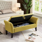 Bed Storage Bench with Curved Arms and Solid Wooden Legs