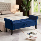 Bed Storage Bench with Curved Arms and Solid Wooden Legs