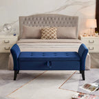 Bed Storage Bench with Curved Arms and Solid Wooden Legs