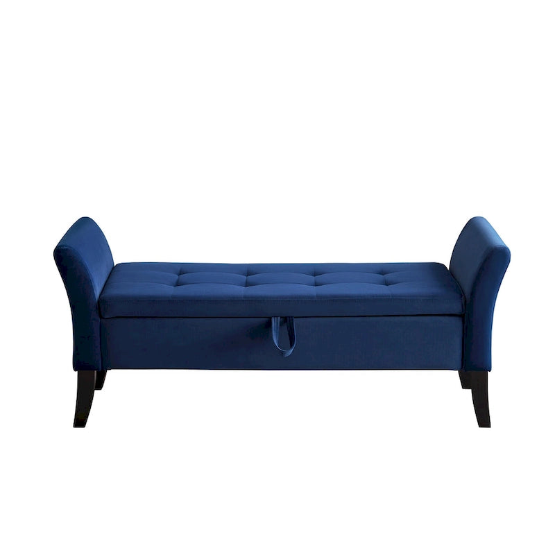 Bed Storage Bench with Curved Arms and Solid Wooden Legs