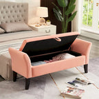 Bed Storage Bench with Curved Arms and Solid Wooden Legs