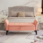 Bed Storage Bench with Curved Arms and Solid Wooden Legs