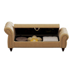 64.5  Bench for Bed Room Nails Tufted Chaise of Lounge with Storage Velvet Upholstery Khaki