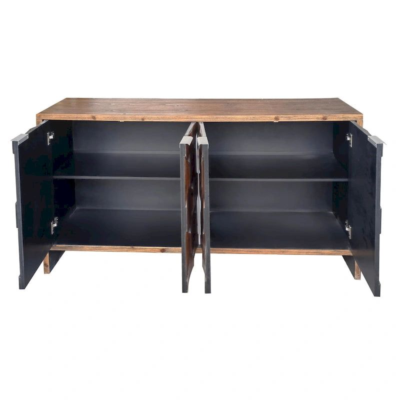 Accent Cabinet Farmhouse Style 4 Door Wooden Cabinet Sideboard Buffet Server Cabinet Storage Cabinet