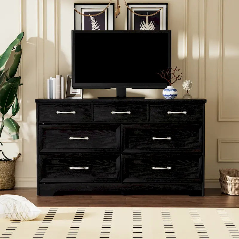 Modern 3 Drawer Bedroom Chest of Drawers with 7 Drawers Dresser, Clothes Organizer -Metal Pulls