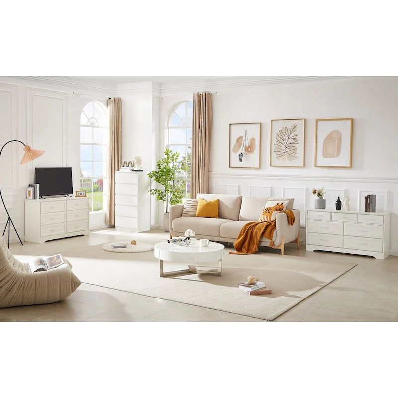 Modern 3 Drawer Bedroom Chest of Drawers with 7 Drawers Dresser, Clothes Organizer -Metal Pulls