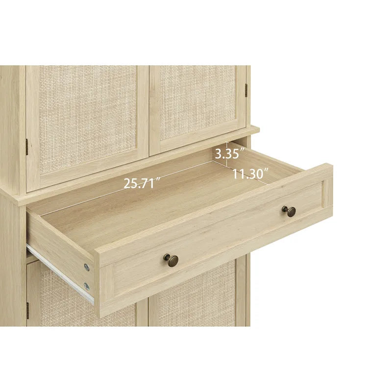 4 Door Cabinet with 1 Drawer, with 4 Adjustable Inner Shelves, Storage Cabinet