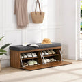 49  Shoe Storage Bench Entryway Shoe Cabinet with Cushion and Double Doors