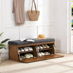 49  Shoe Storage Bench Entryway Shoe Cabinet with Cushion and Double Doors