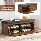 49  Shoe Storage Bench Entryway Shoe Cabinet with Cushion and Double Doors