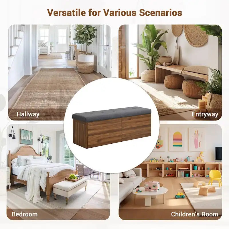 49  Shoe Storage Bench Entryway Shoe Cabinet with Cushion and Double Doors