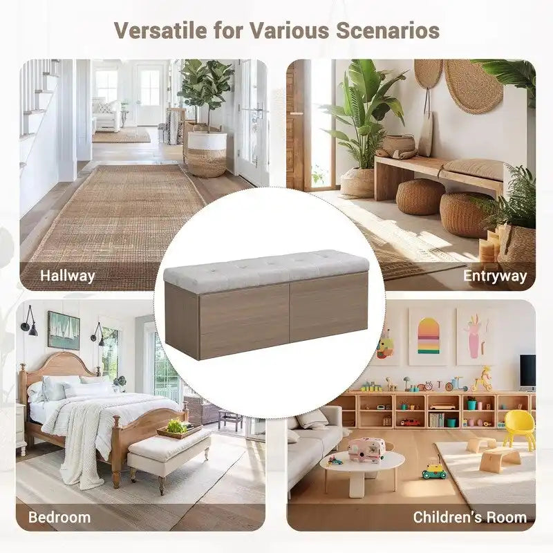 49  Shoe Storage Bench Entryway Shoe Cabinet with Cushion and Double Doors