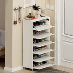 Mirror Shoe Cabinet With 6 Flip Drawers,Shoe Rack Organizer Store Ample Shoes,4 Metal Legs,Hand-Touch Flip-Out Door