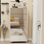 Mirror Shoe Cabinet With 6 Flip Drawers,Shoe Rack Organizer Store Ample Shoes,4 Metal Legs,Hand-Touch Flip-Out Door