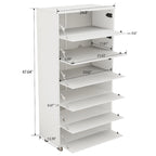 Mirror Shoe Cabinet With 6 Flip Drawers,Shoe Rack Organizer Store Ample Shoes,4 Metal Legs,Hand-Touch Flip-Out Door