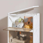 Javlergo 4 Tier Bathroom Storage Cabinet Storage Bins with Lid Stackable Storage Boxes Foldable Storage Organizers