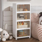 Javlergo 4 Tier Bathroom Storage Cabinet Storage Bins with Lid Stackable Storage Boxes Foldable Storage Organizers