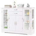 Costway Buffet Storage Cabinet Console Cupboard W/Glass Door Drawers