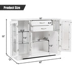 Costway Buffet Storage Cabinet Console Cupboard W/Glass Door Drawers