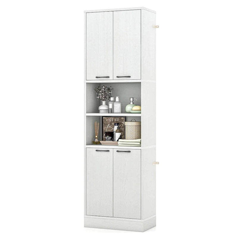 Costway 75  Tall Bathroom Storage Cabinet with 4 Doors & 2 Open - See Details