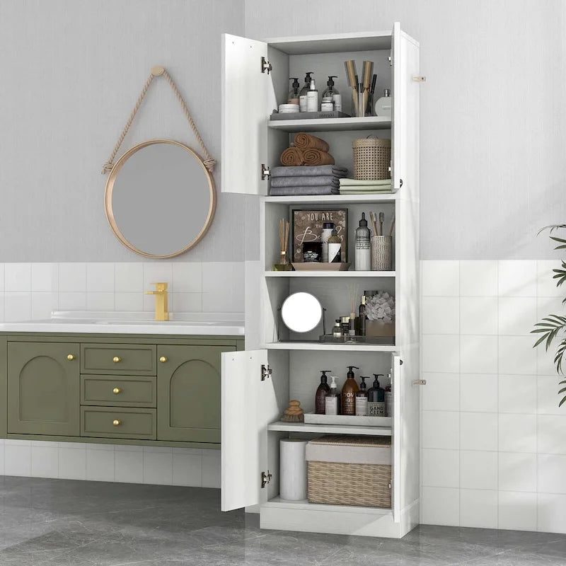 Costway 75  Tall Bathroom Storage Cabinet with 4 Doors & 2 Open - See Details