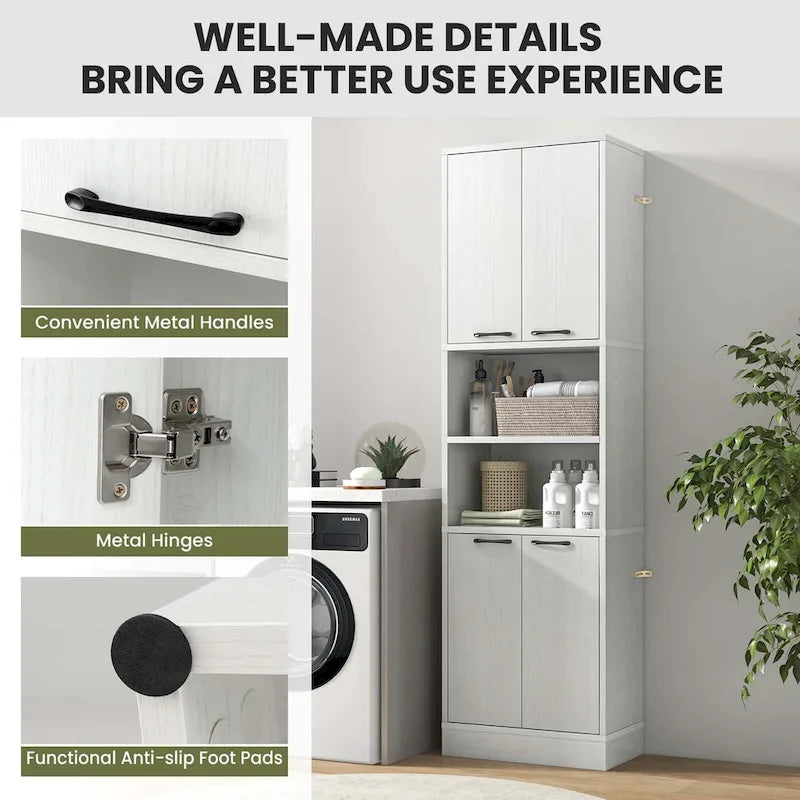 Costway 75  Tall Bathroom Storage Cabinet with 4 Doors & 2 Open - See Details