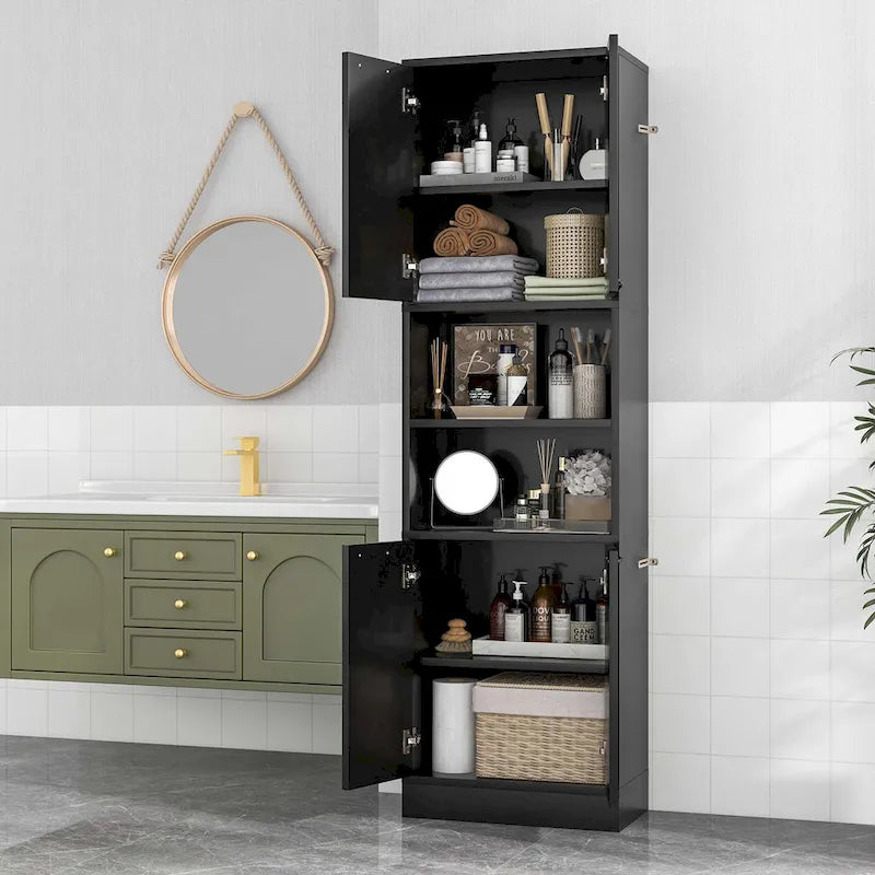 Costway 75  Tall Bathroom Storage Cabinet with 4 Doors & 2 Open - See Details
