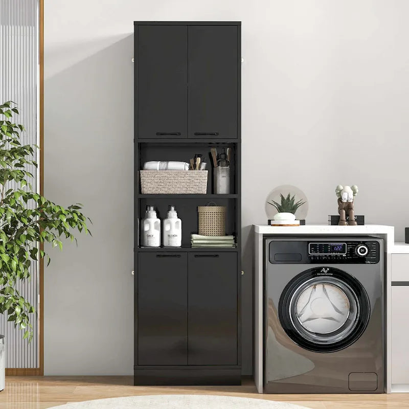 Costway 75  Tall Bathroom Storage Cabinet with 4 Doors & 2 Open - See Details