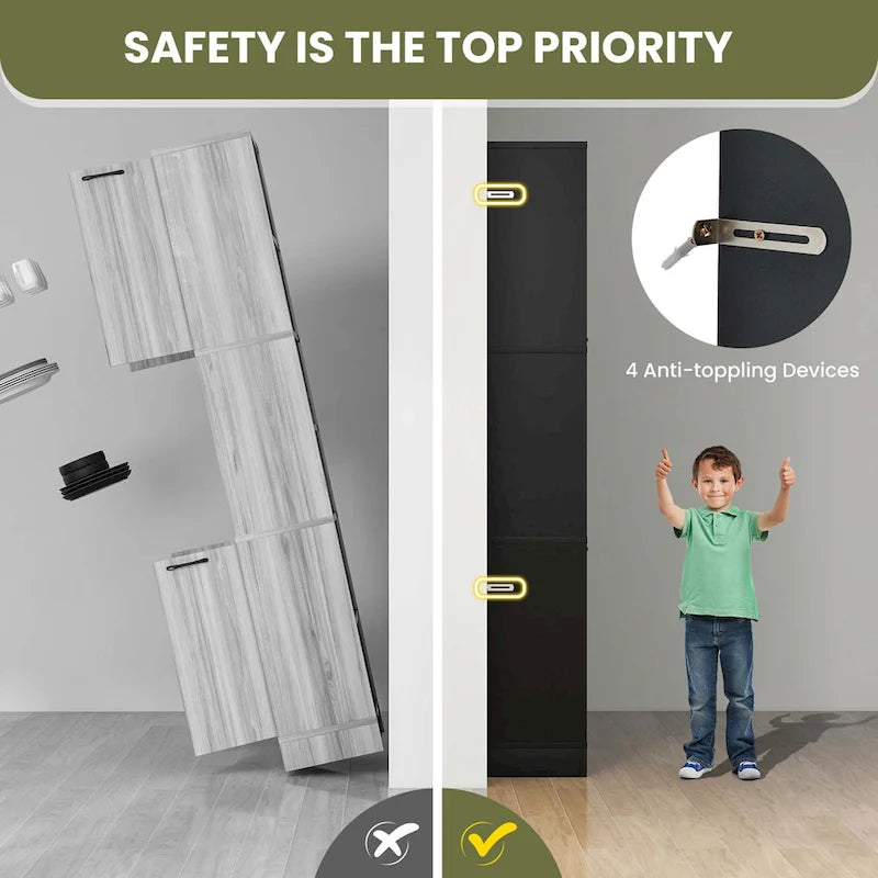 Costway 75  Tall Bathroom Storage Cabinet with 4 Doors & 2 Open - See Details