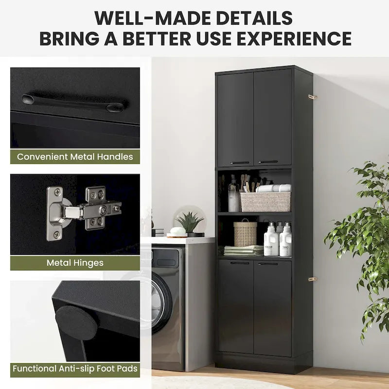 Costway 75  Tall Bathroom Storage Cabinet with 4 Doors & 2 Open - See Details