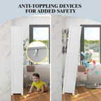 Gymax Bathroom Tall Storage Cabinet Linen Tower w/ Glass Door &