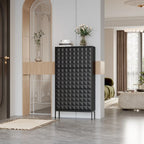 Contemporary Black Shoe Storage Cabinet with Hidden Drop-Down Racks Vertical Organizer