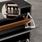 Contemporary Black Shoe Storage Cabinet with Hidden Drop-Down Racks Vertical Organizer