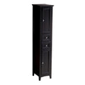 68" Tall Bathroom Linen Cabinet with Soft Close Drawers - Solid Wood Free Standing Storage Tower with 2 Doors & 2 Shelves