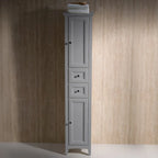 68" Tall Bathroom Linen Cabinet with Soft Close Drawers - Solid Wood Free Standing Storage Tower with 2 Doors & 2 Shelves