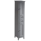 68" Tall Bathroom Linen Cabinet with Soft Close Drawers - Solid Wood Free Standing Storage Tower with 2 Doors & 2 Shelves