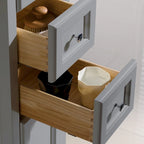 68" Tall Bathroom Linen Cabinet with Soft Close Drawers - Solid Wood Free Standing Storage Tower with 2 Doors & 2 Shelves