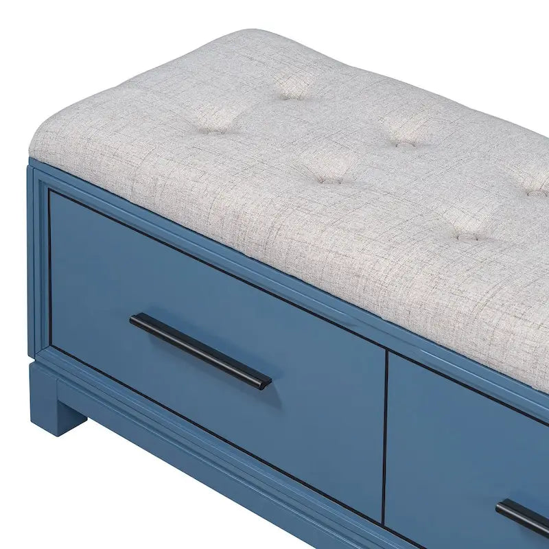 Storage Bench with Cushion - Entryway Shoe Organizer, Pine Wood, 350 LBS Capacity, Removable Cushion, Hidden Storage for Living Room Hallway