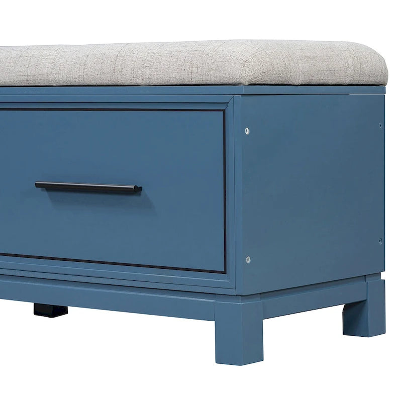 Storage Bench with Cushion - Entryway Shoe Organizer, Pine Wood, 350 LBS Capacity, Removable Cushion, Hidden Storage for Living Room Hallway