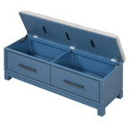 Storage Bench with Cushion - Entryway Shoe Organizer, Pine Wood, 350 LBS Capacity, Removable Cushion, Hidden Storage for Living Room Hallway