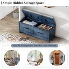 Storage Bench with Cushion - Entryway Shoe Organizer, Pine Wood, 350 LBS Capacity, Removable Cushion, Hidden Storage for Living Room Hallway