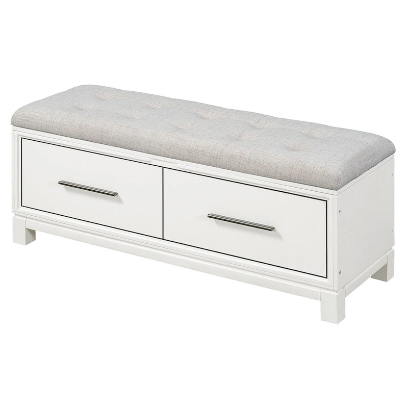 Storage Bench with Cushion - Entryway Shoe Organizer, Pine Wood, 350 LBS Capacity, Removable Cushion, Hidden Storage for Living Room Hallway