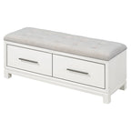 Storage Bench with Cushion - Entryway Shoe Organizer, Pine Wood, 350 LBS Capacity, Removable Cushion, Hidden Storage for Living Room Hallway