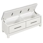 Storage Bench with Cushion - Entryway Shoe Organizer, Pine Wood, 350 LBS Capacity, Removable Cushion, Hidden Storage for Living Room Hallway