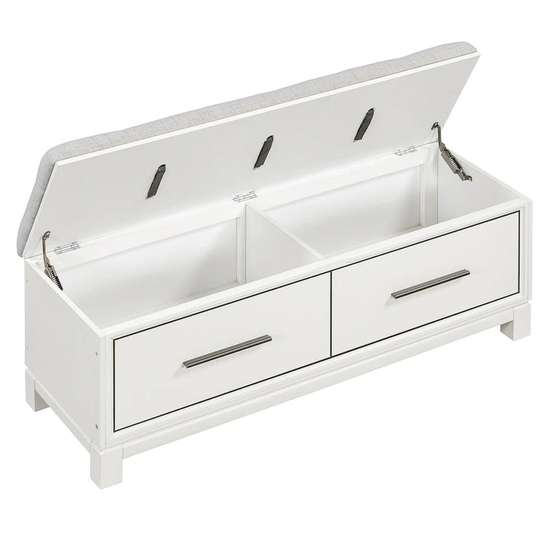 Storage Bench with Cushion - Entryway Shoe Organizer, Pine Wood, 350 LBS Capacity, Removable Cushion, Hidden Storage for Living Room Hallway